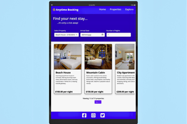 Screenshot of hotel booking form site